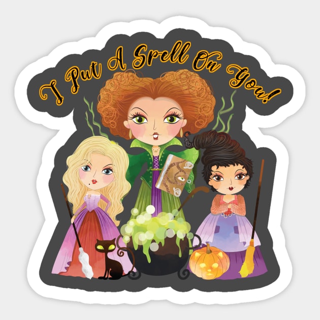 I Put A Spell On You! Sticker by WalkingMombieDesign